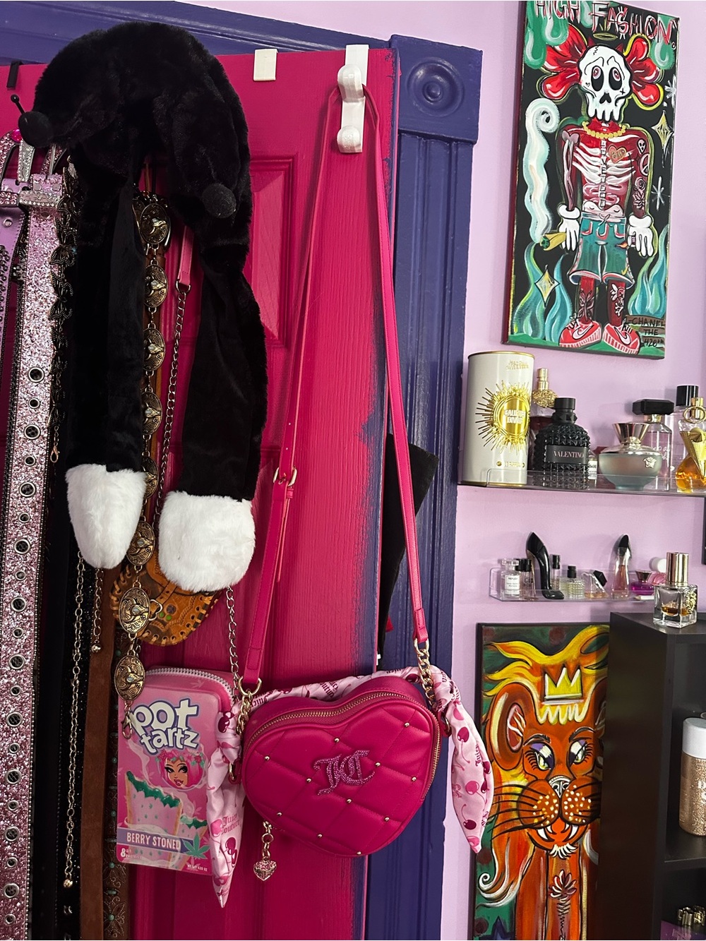 Juicy Couture Hot Pink Heart-Shaped Crossbody Bag with Charm